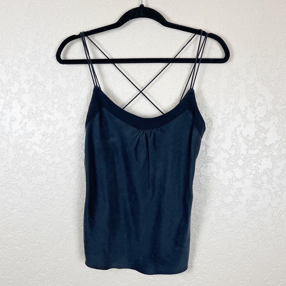 Trina Turk silk blend black spaghetti strap cami top